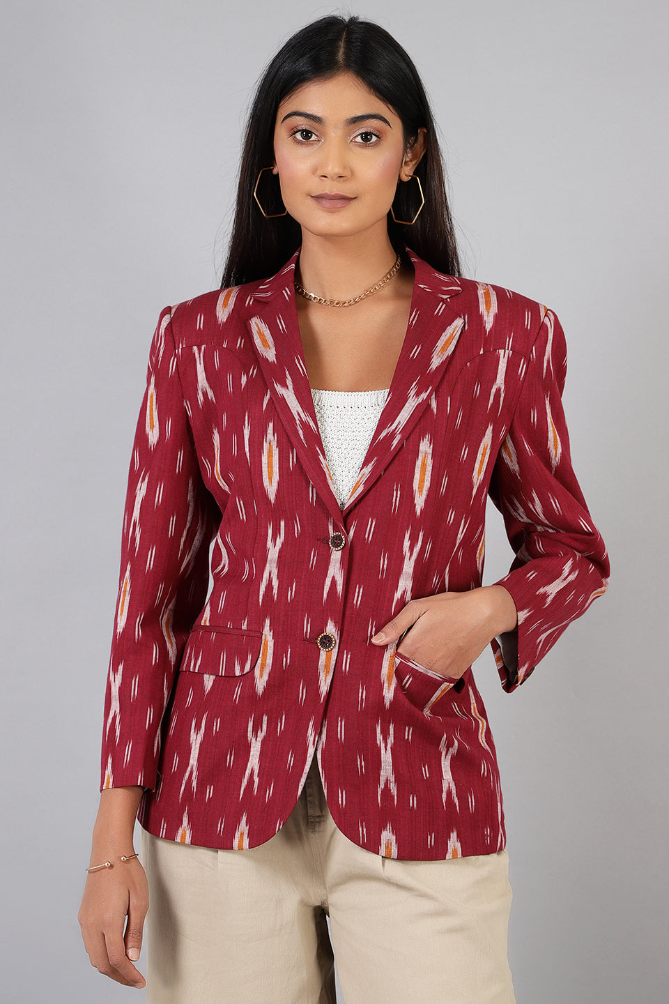 Ladies cotton blazer shop
