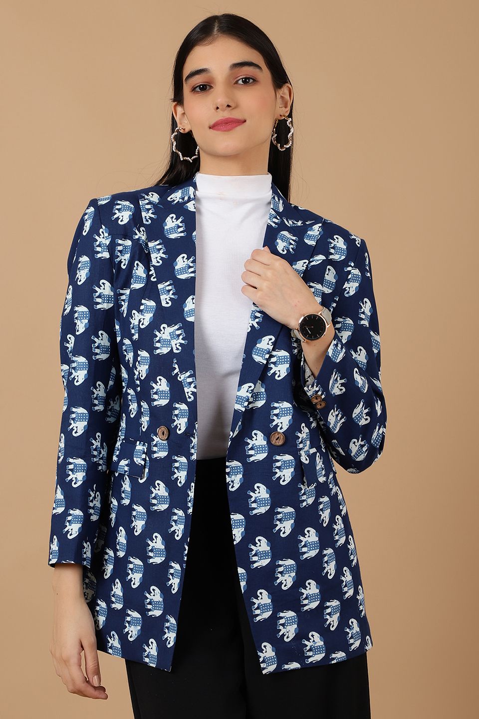 Indigo blue blazer top