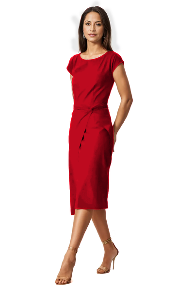 Twist Waist Cotton Jersey Sheath Dress