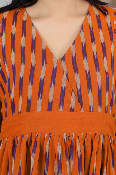 Ikat Orange Cotton Maxi Dress