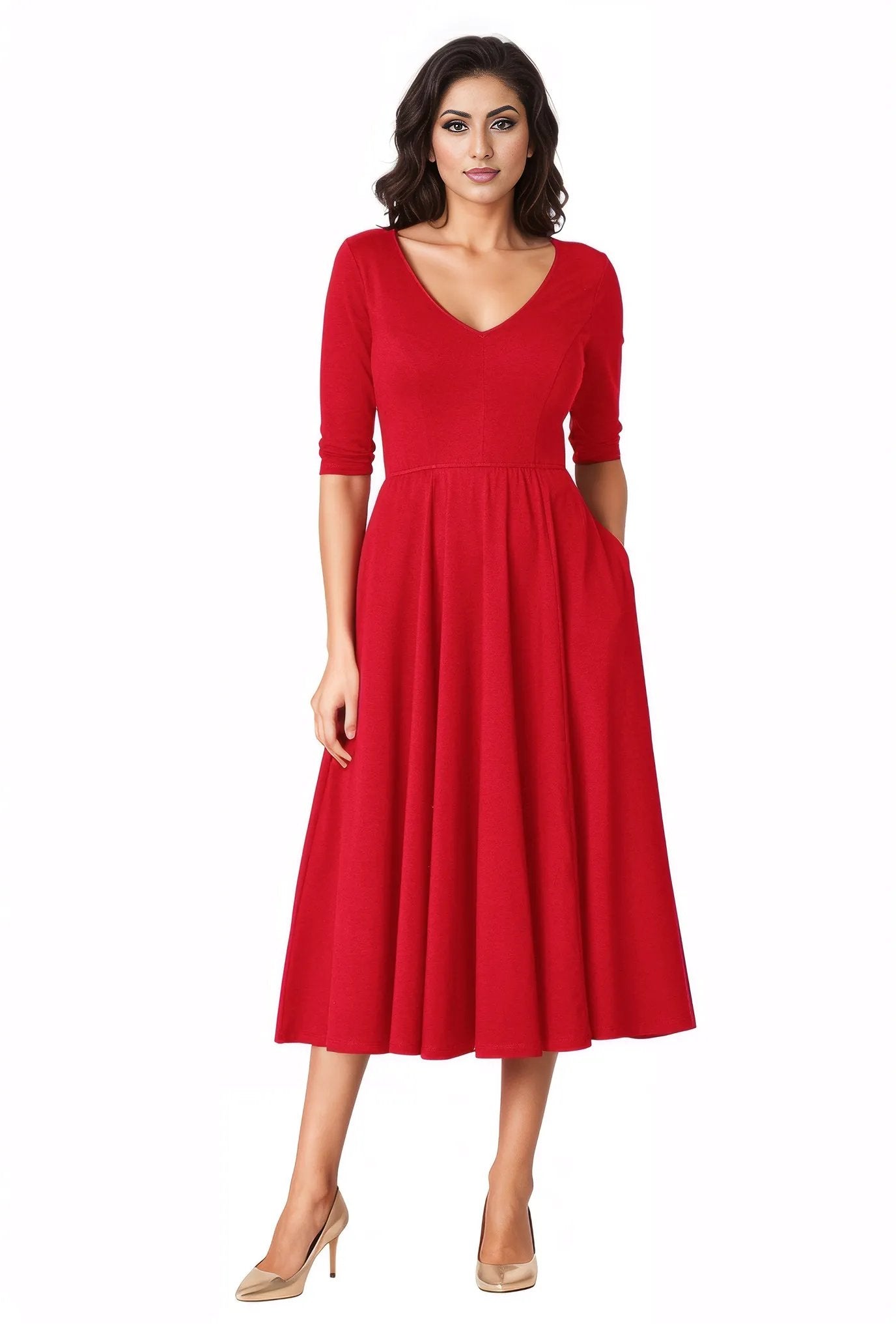 Cotton Jersey Fit And Flare Dress