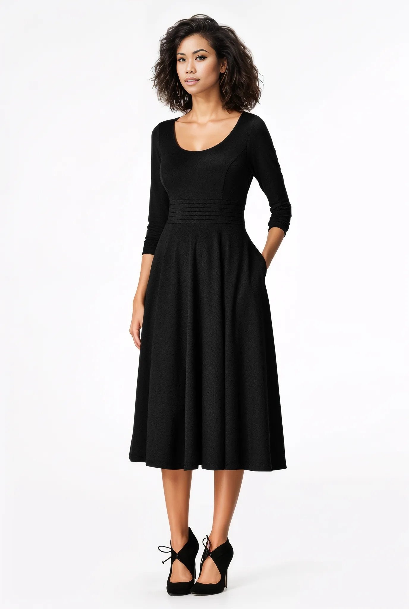 Cotton Jersey Pleat Waist Dress