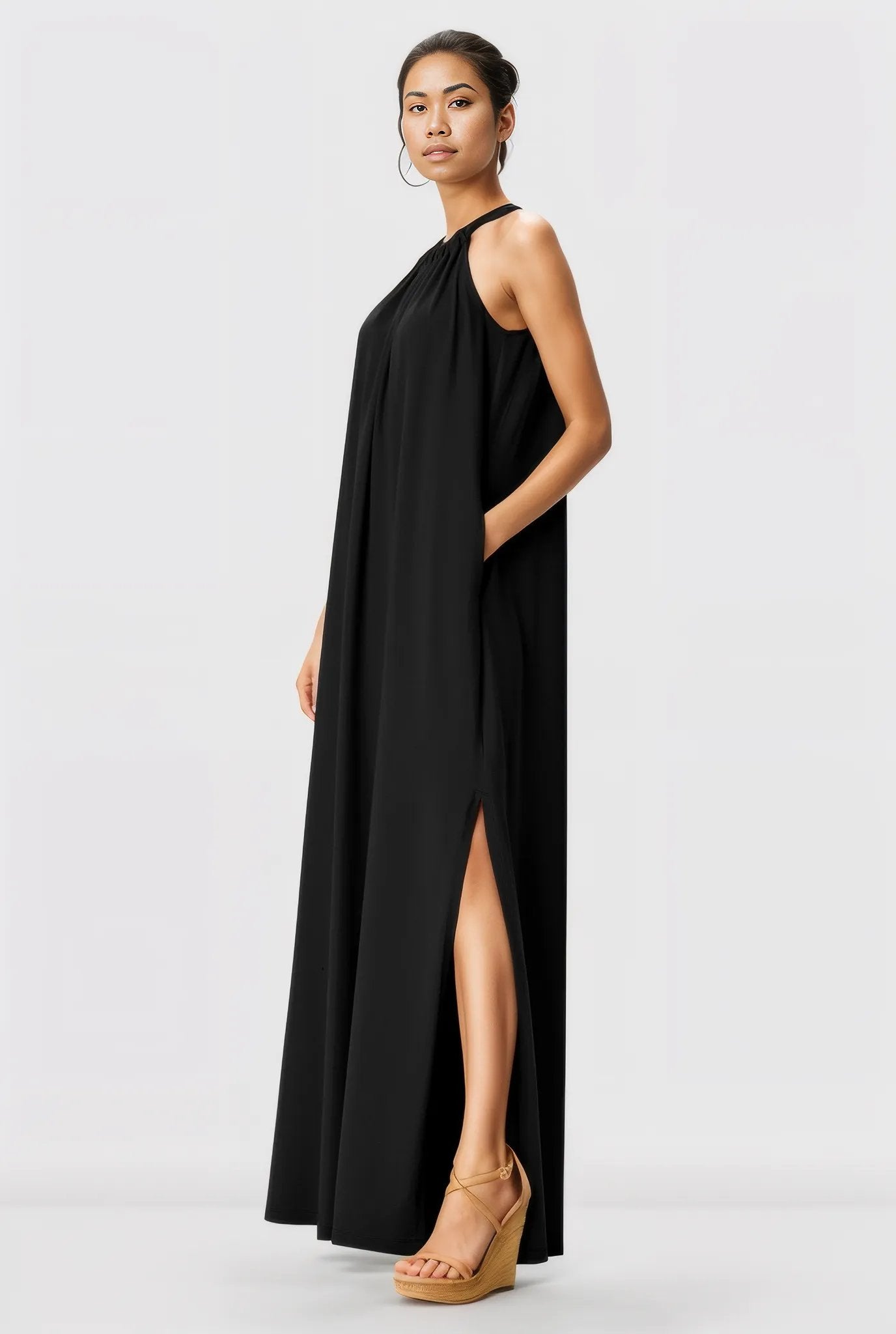 Cotton Jersey Maxi Halter Dress