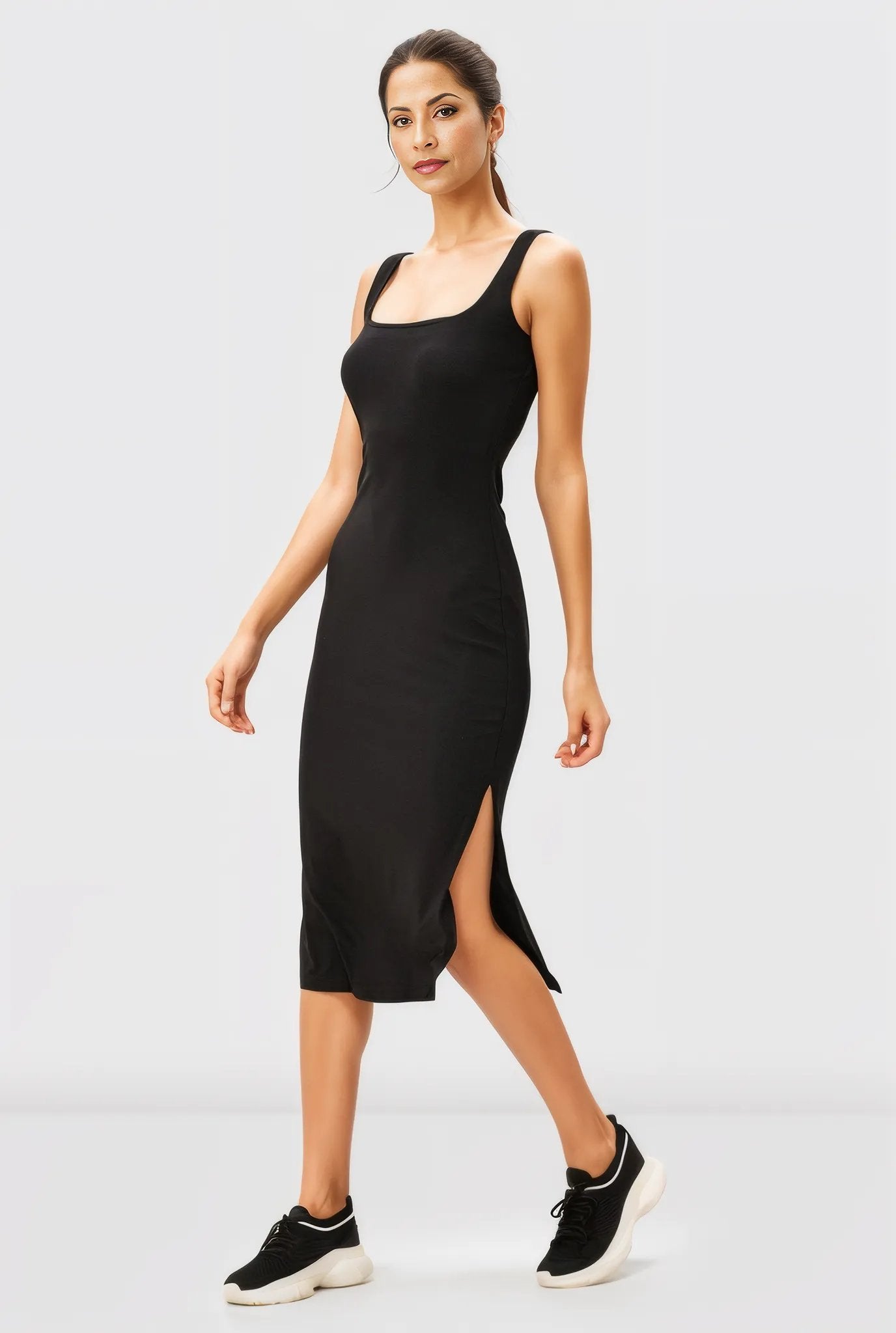 Jersey Knit Vented Sheath Dress