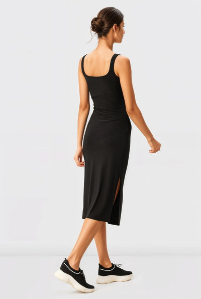 Jersey Knit Vented Sheath Dress