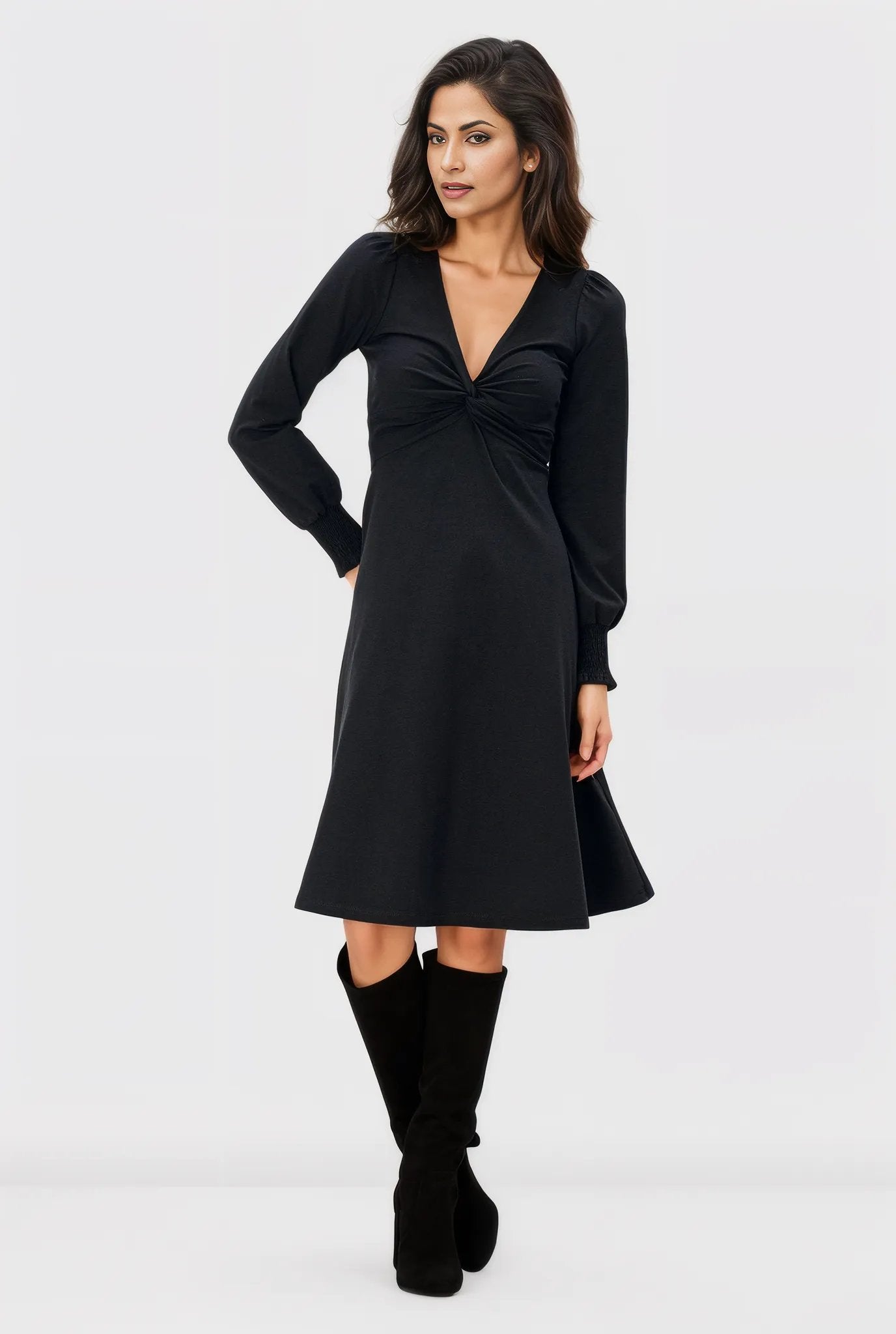 Knot Front Cotton Jersey Dress