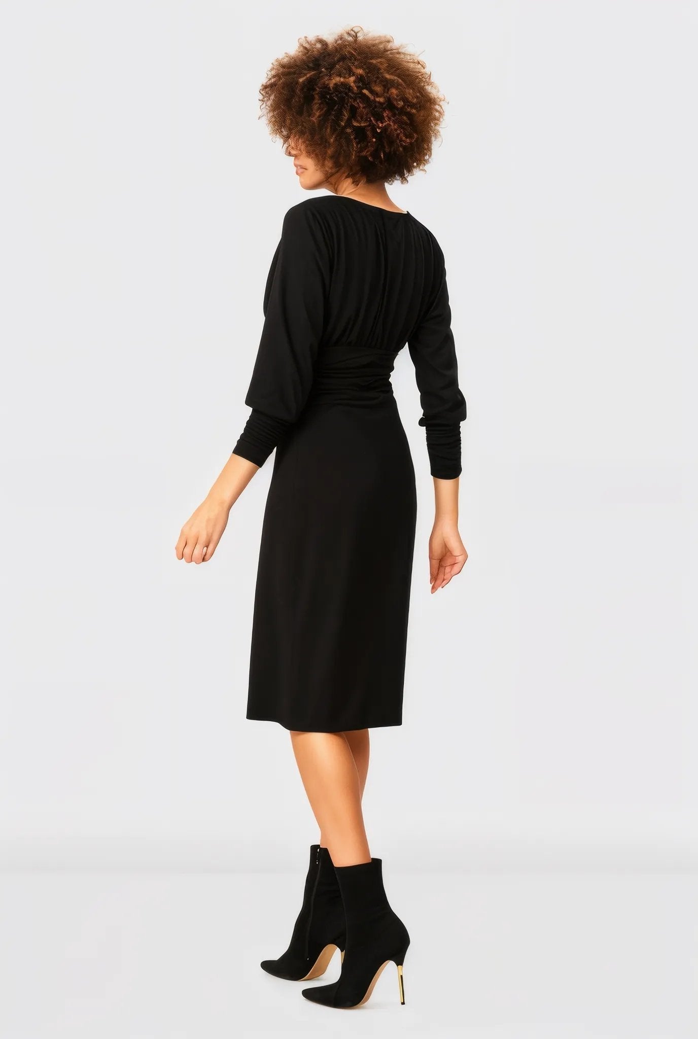 Ruched Pleat Waist Cotton Jersey Surplice Dress