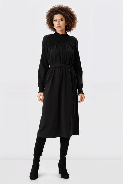 Ruched Jersey Knit Smocked Dress