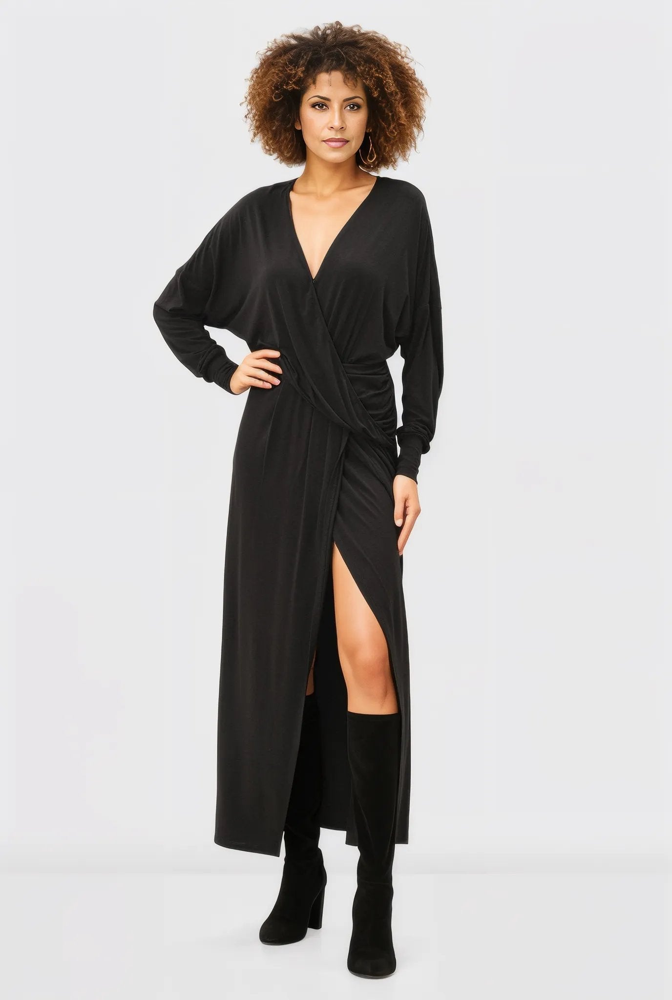 Jersey Knit Draped Surplice Dress