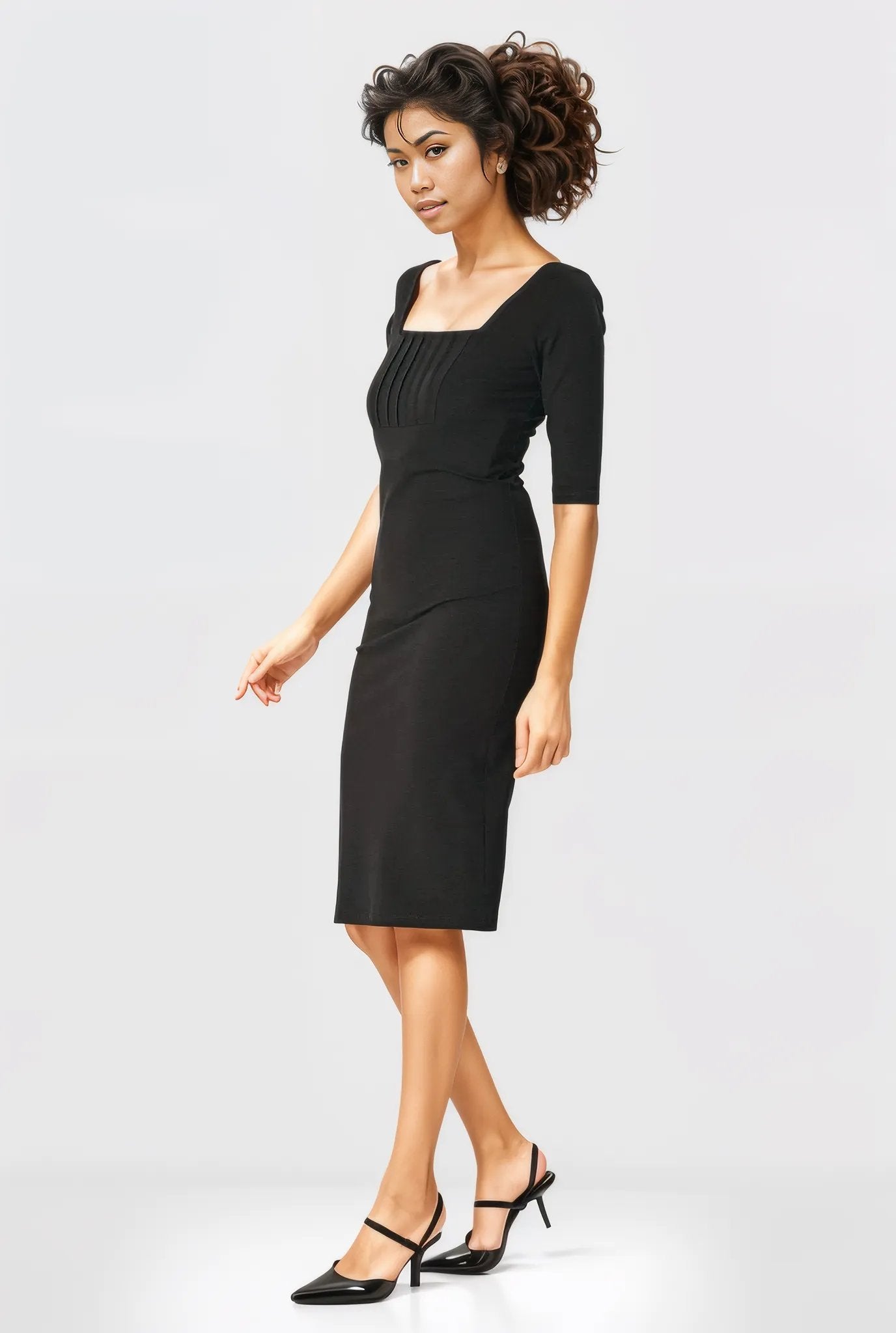 Cotton Jersey Knit Empire Sheath Dress