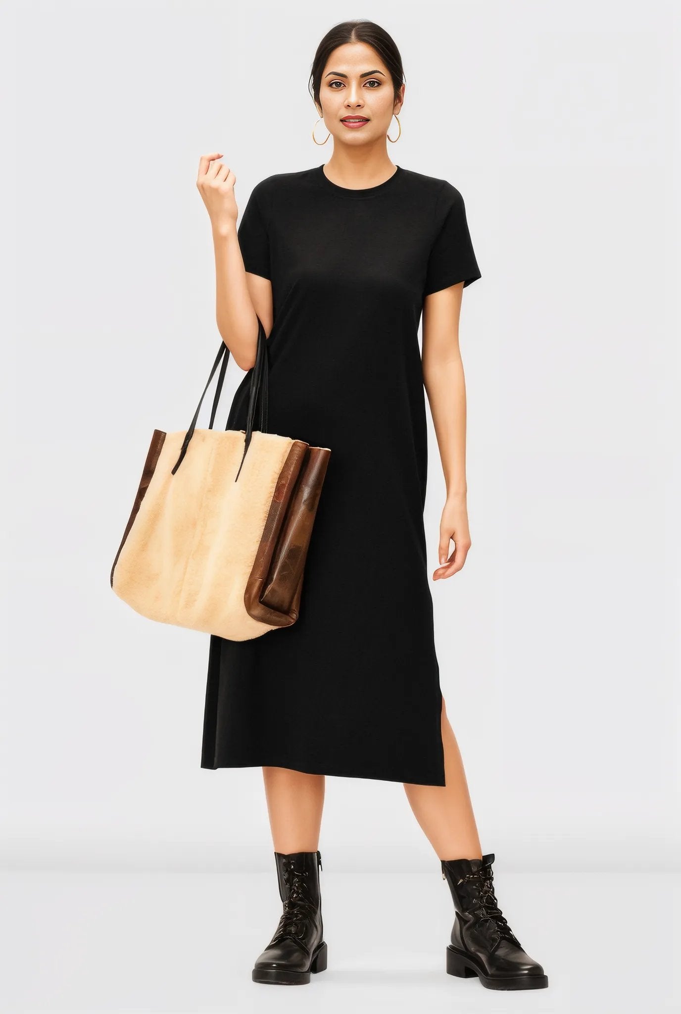 Cotton Jersey Vented Shift Dress