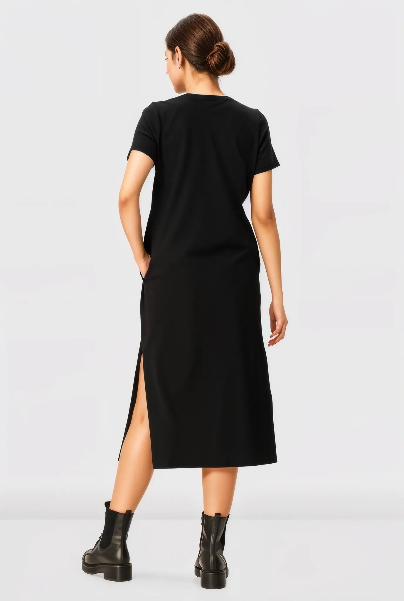 Cotton Jersey Vented Shift Dress