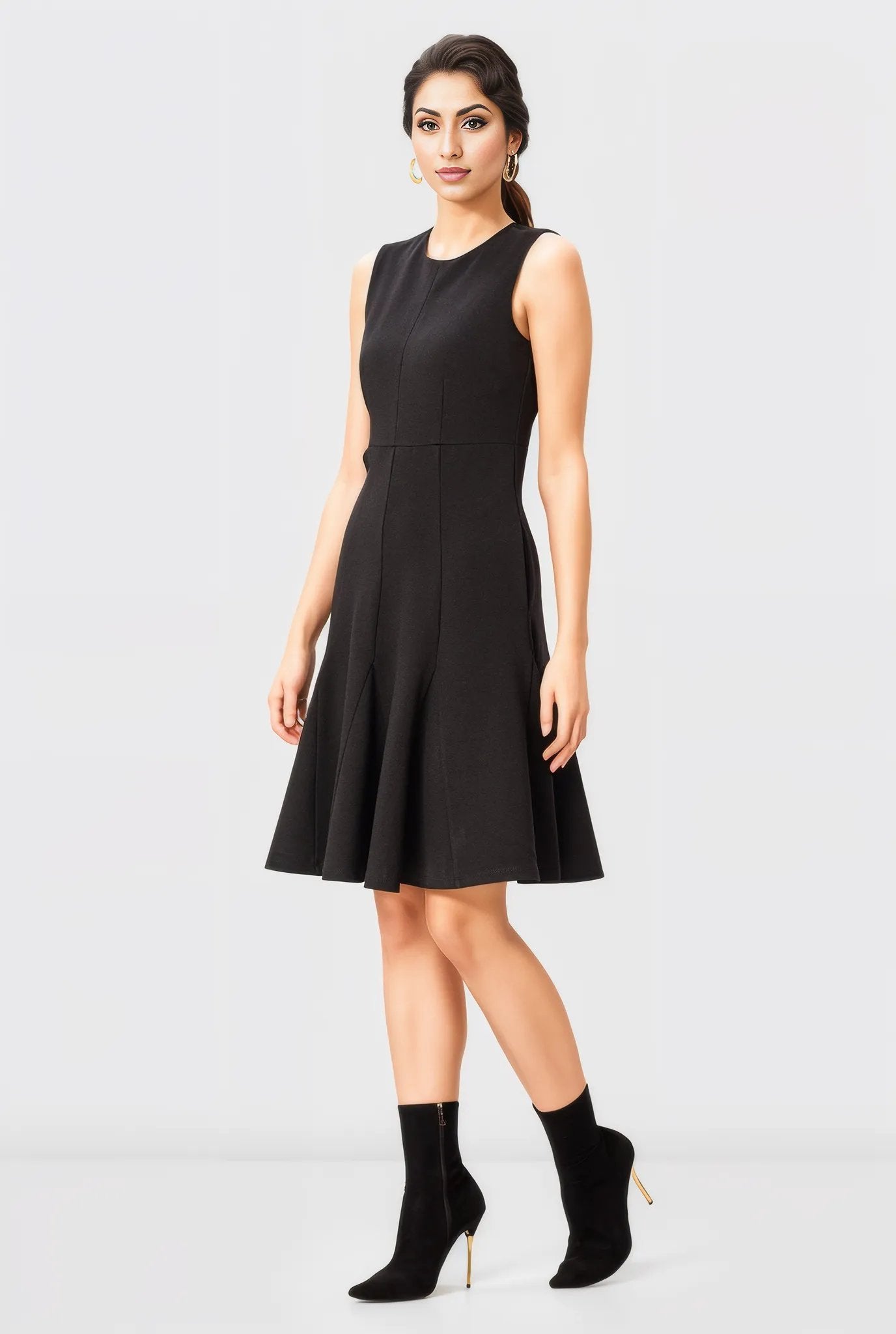 Metal Zip Back Ponte Knit Dress