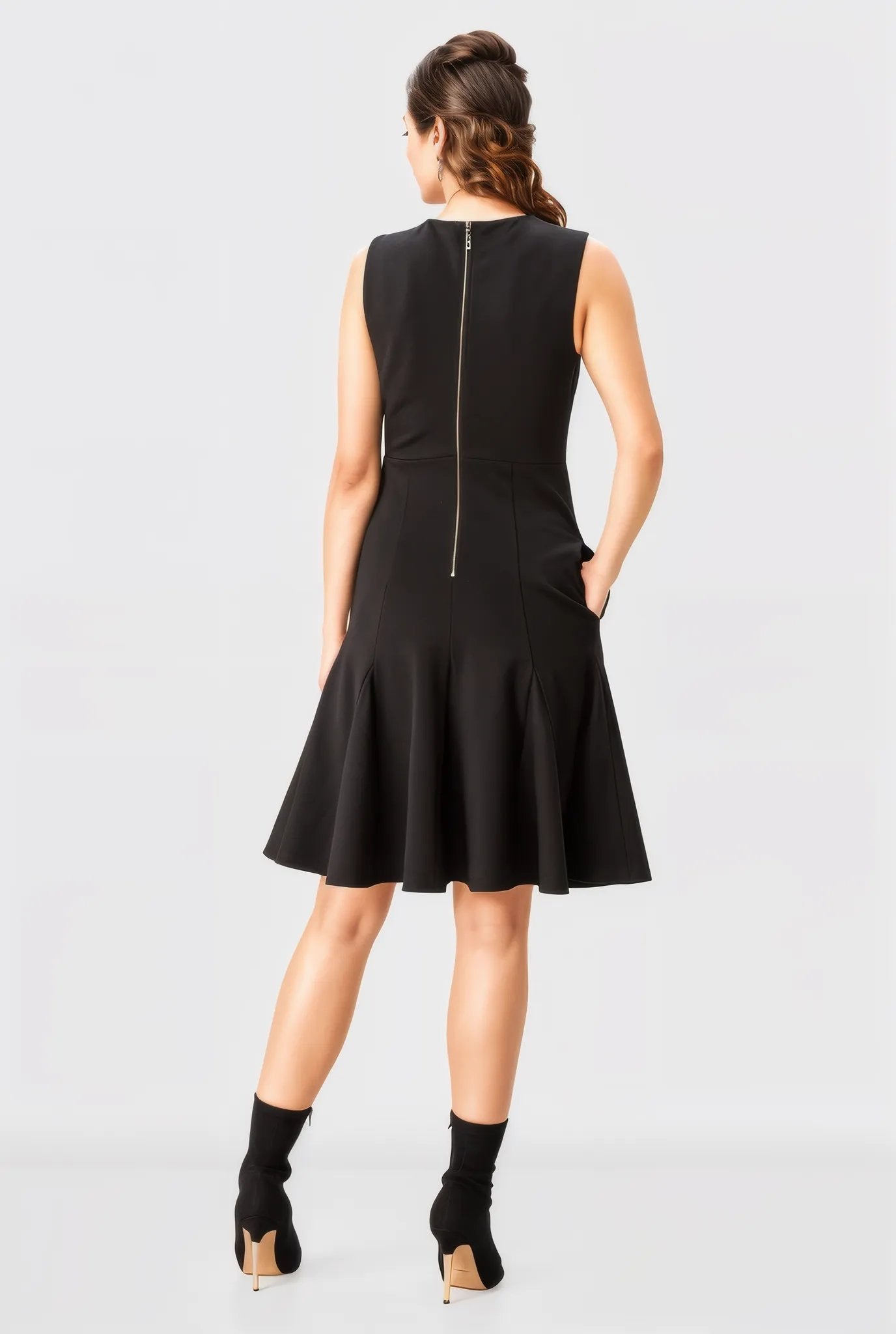 Metal Zip Back Ponte Knit Dress