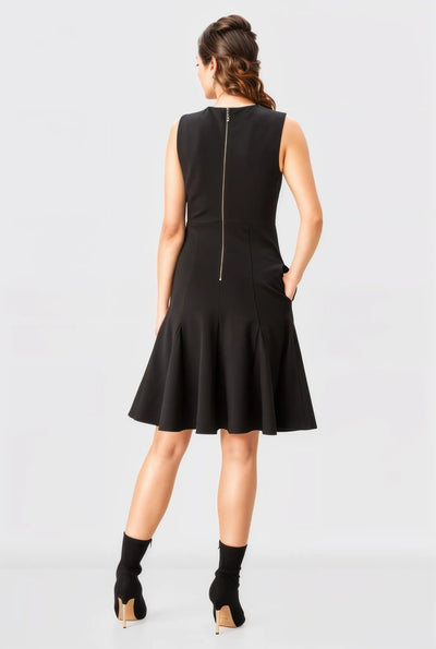 Metal Zip Back Ponte Knit Dress