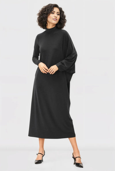 Oversize Dolman Sleeve Jersey Knit Shift Dress