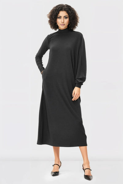 Oversize Dolman Sleeve Jersey Knit Shift Dress