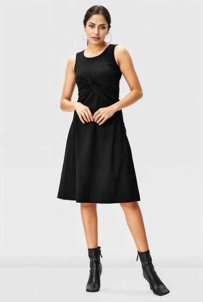 Twist Front Cotton Jersey Dress