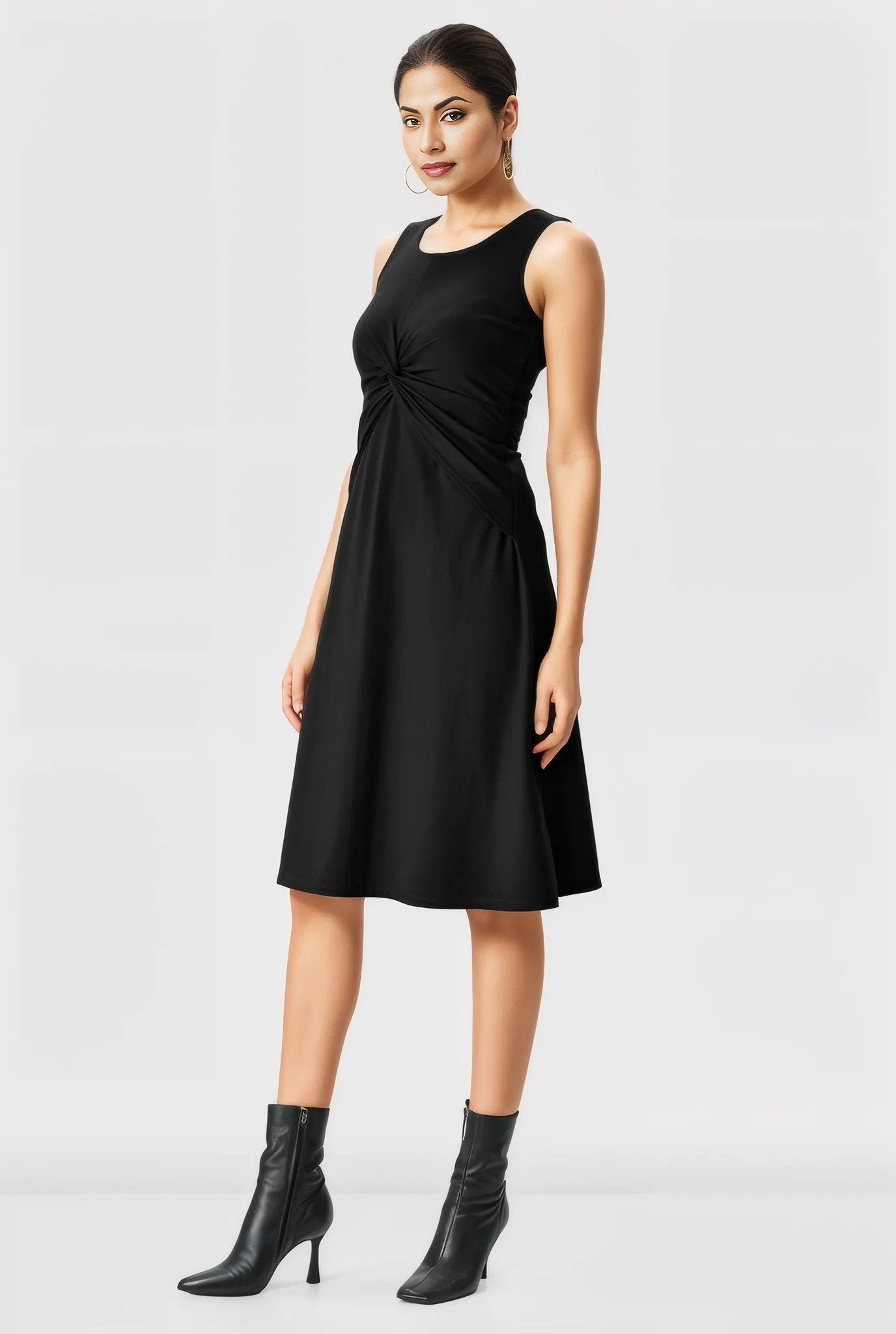 Twist Front Cotton Jersey Dress