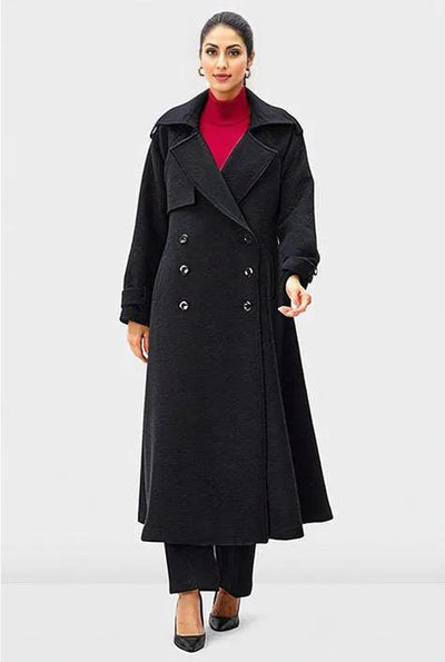 Melton-Look Wool Blend Trench Coat