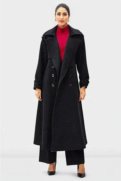 Melton-Look Wool Blend Trench Coat