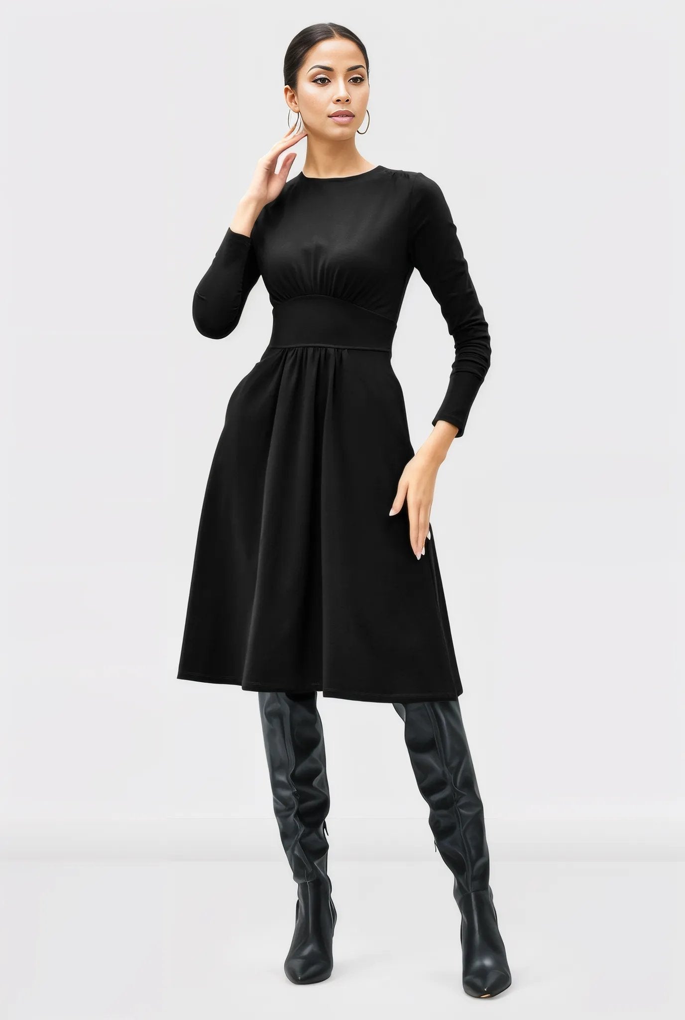 Cotton Jersey Banded Empire Dress