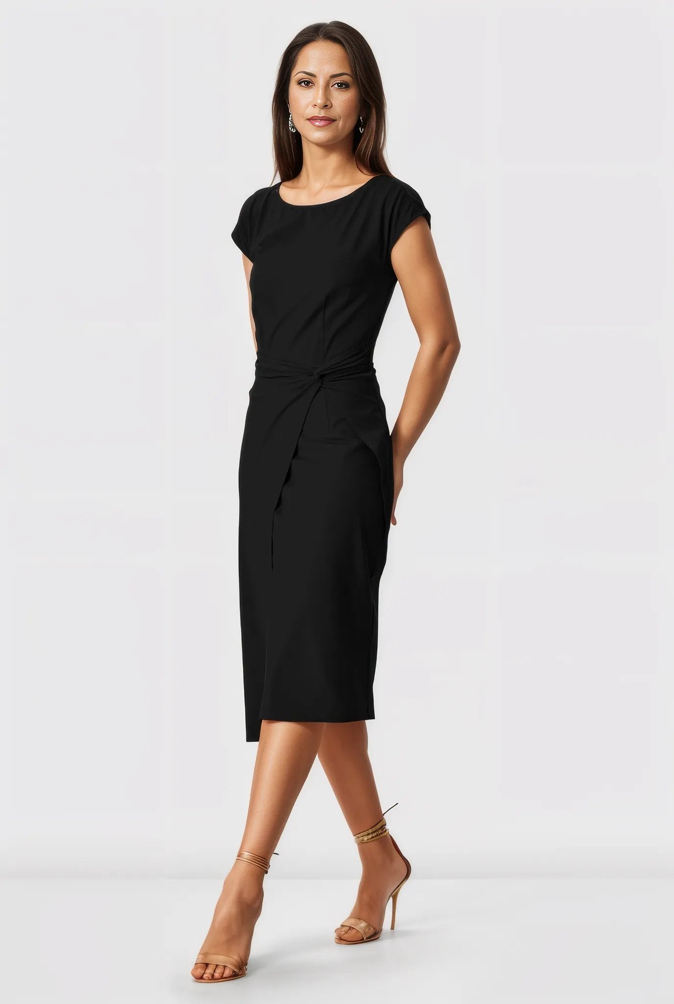 Twist Waist Cotton Jersey Sheath Dress