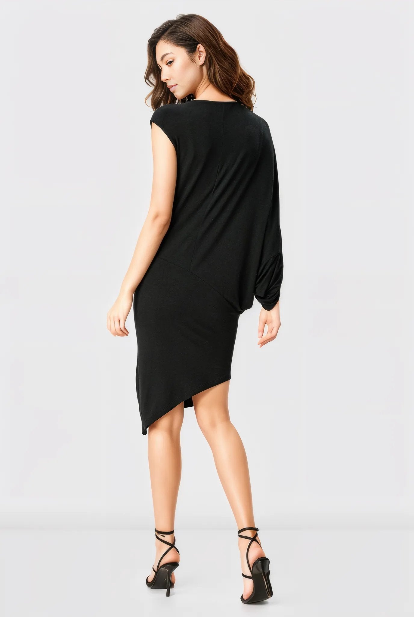 Asymmetric Hem Jersey Knit Dress