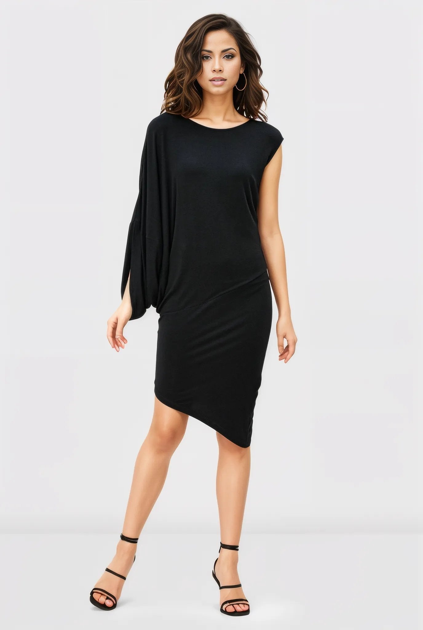 Asymmetric Hem Jersey Knit Dress