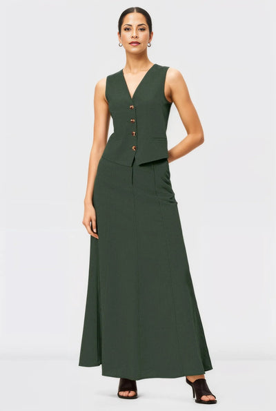 Green Linen Skirt Co-ord Set