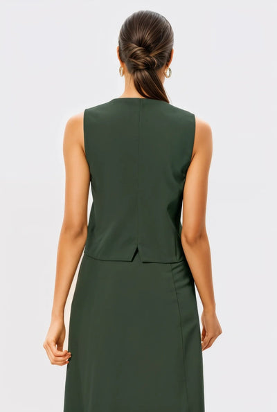 Green Linen Skirt Co-ord Set