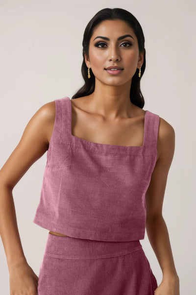 Pink Corduroy Skirt Cordset