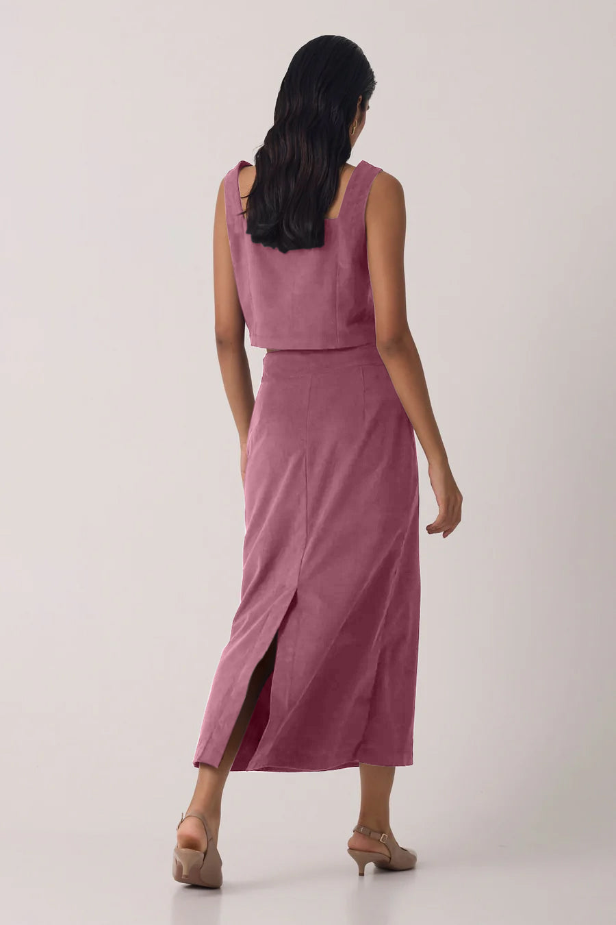 Pink Corduroy Skirt Cordset