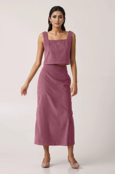 Pink Corduroy Skirt Cordset