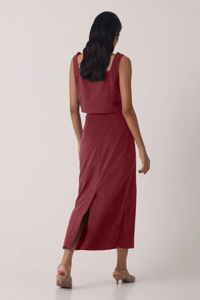 Red Corduroy Skirt Cordset