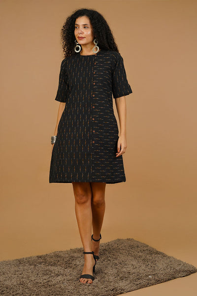 Black Ikat Cotton Dress