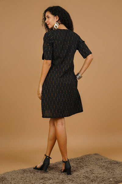 Black Ikat Cotton Dress