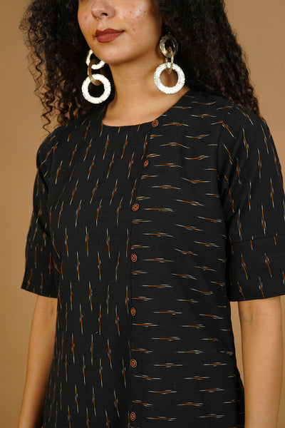 Black Ikat Cotton Dress