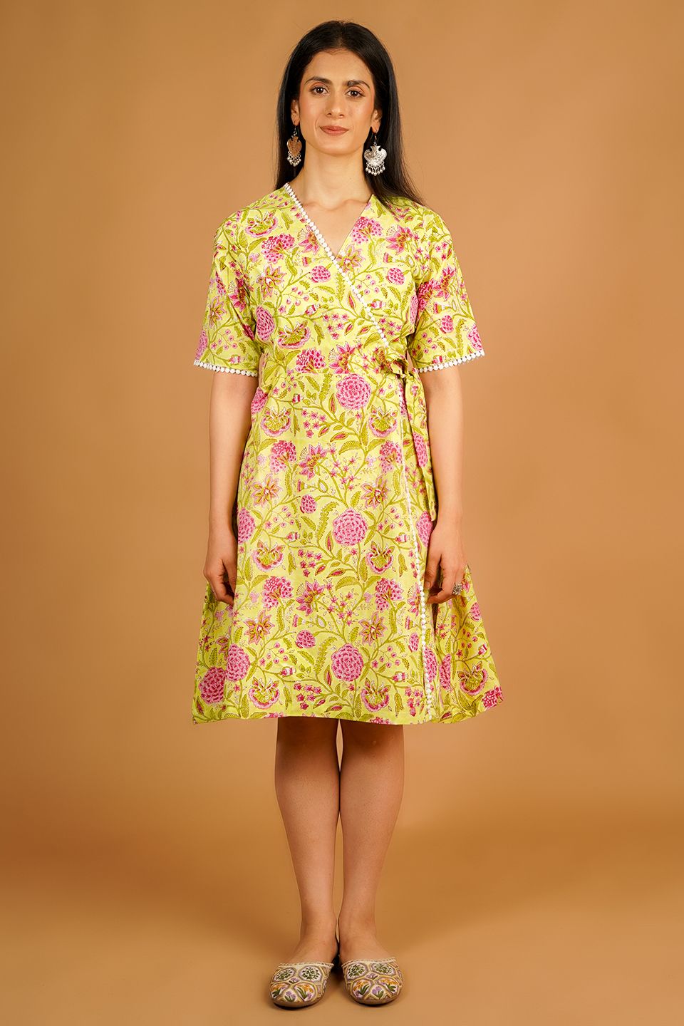 Bagru Yellow Mini Dress