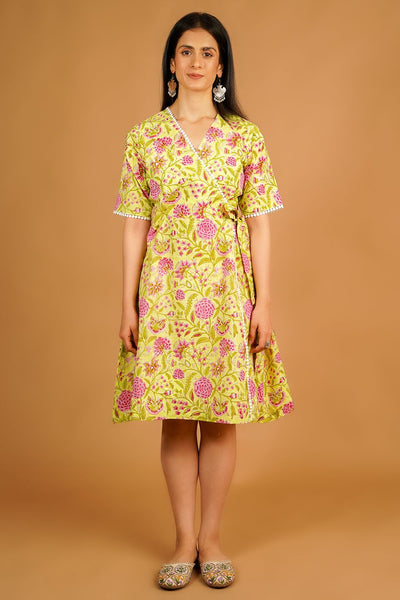 Bagru Yellow Mini Dress