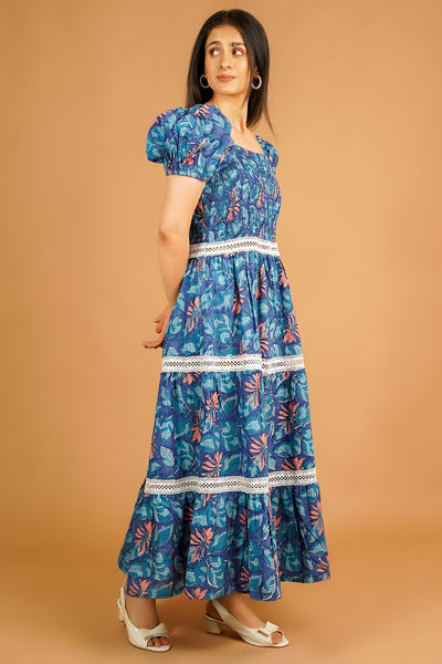 Bagru Blue Maxi Dress