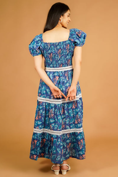 Bagru Blue Maxi Dress