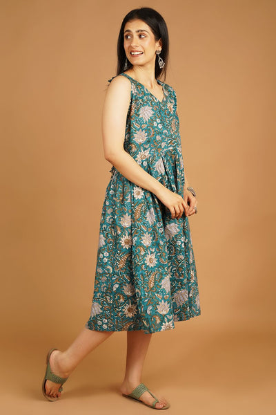 Bagru Blue Midi Dress