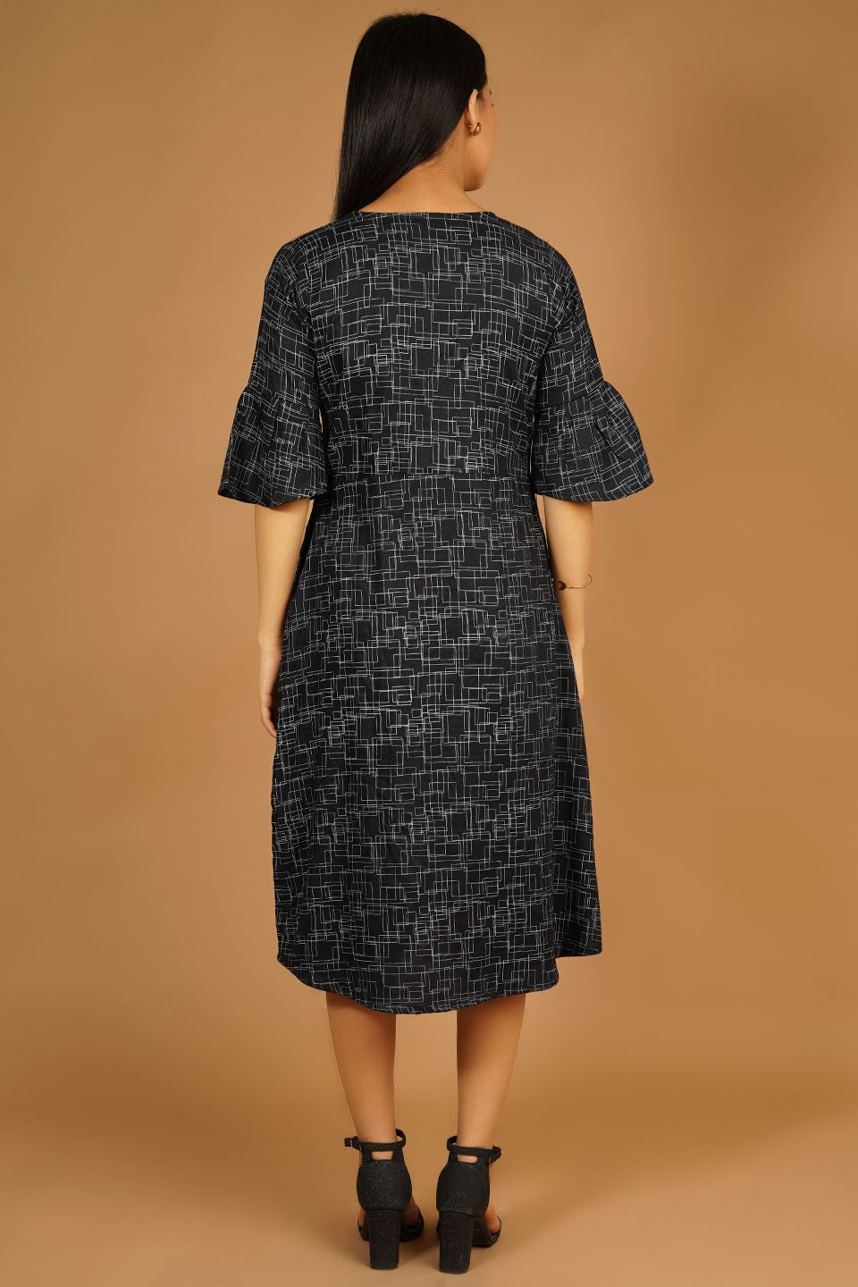 Premium Cotton Black Midi Dress