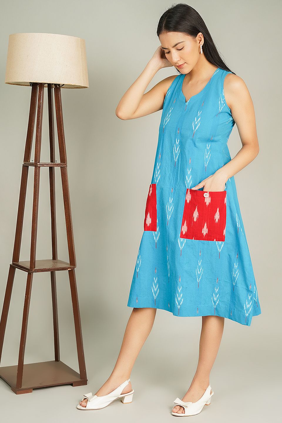 IKAT Midi Blue Dress