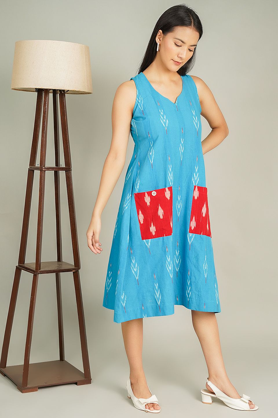 IKAT Midi Blue Dress