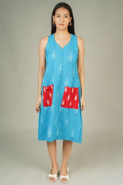 IKAT Midi Blue Dress