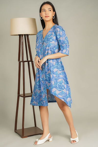 Bagru Midi Blue Dress