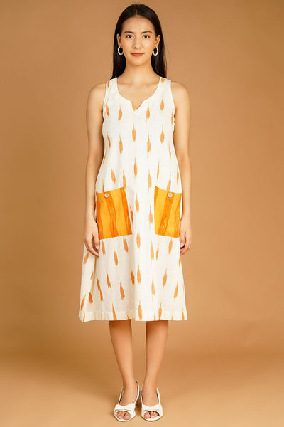 Ikat Midi White Dress