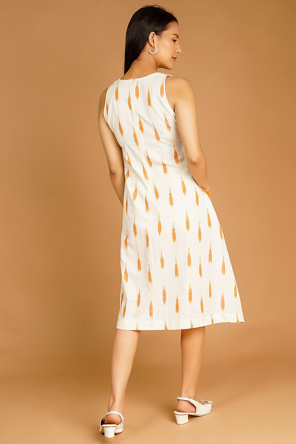 Ikat Midi White Dress